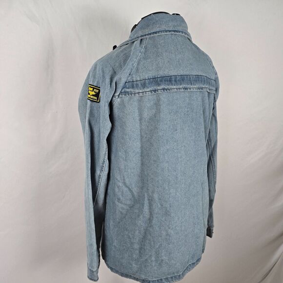 Zaful Forever Young Denim Jacket Women's XXL Lt Blue Zip Snap Patch Collar NWT - Picture 11 of 16